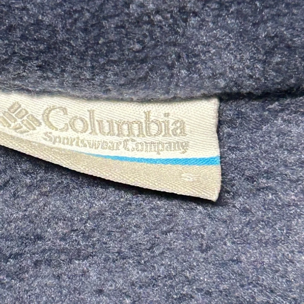 Columbia Fleece Pullover Womens Size S Navy Blue Grey Snap Neck Outdoor Hole